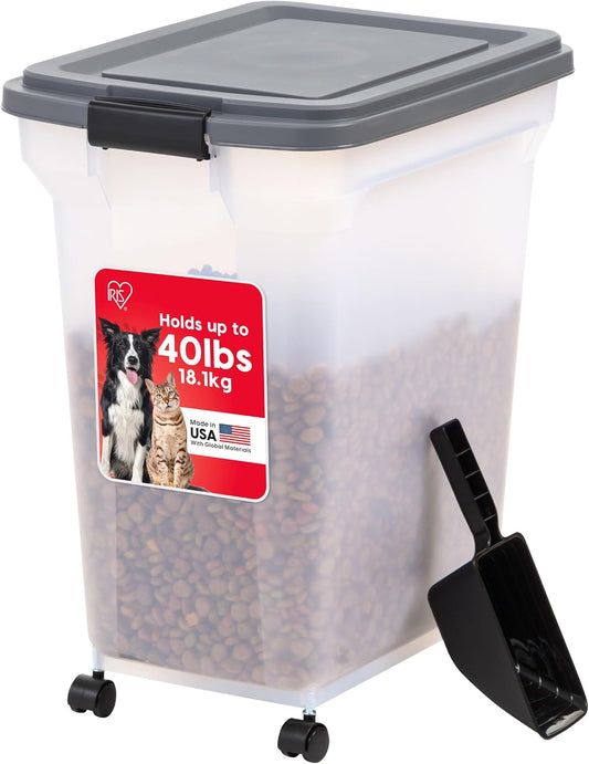 IRIS USA Dog Food Storage Container, up to 40 Lbs, Dark Gray, Made in USA
