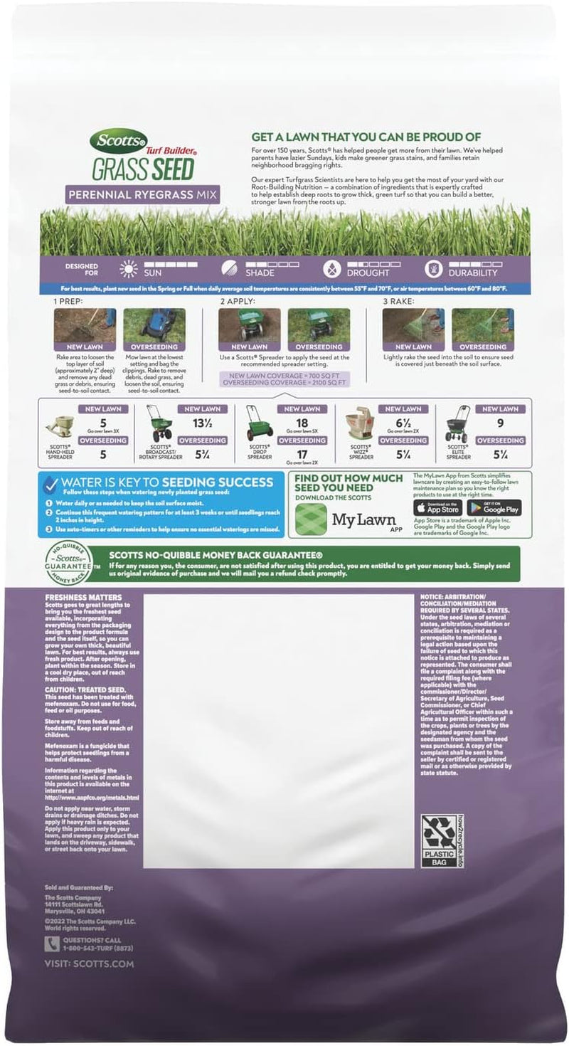 Scotts Turf Builder Grass Seed Perennial Ryegrass Mix, 5.6 Lbs.