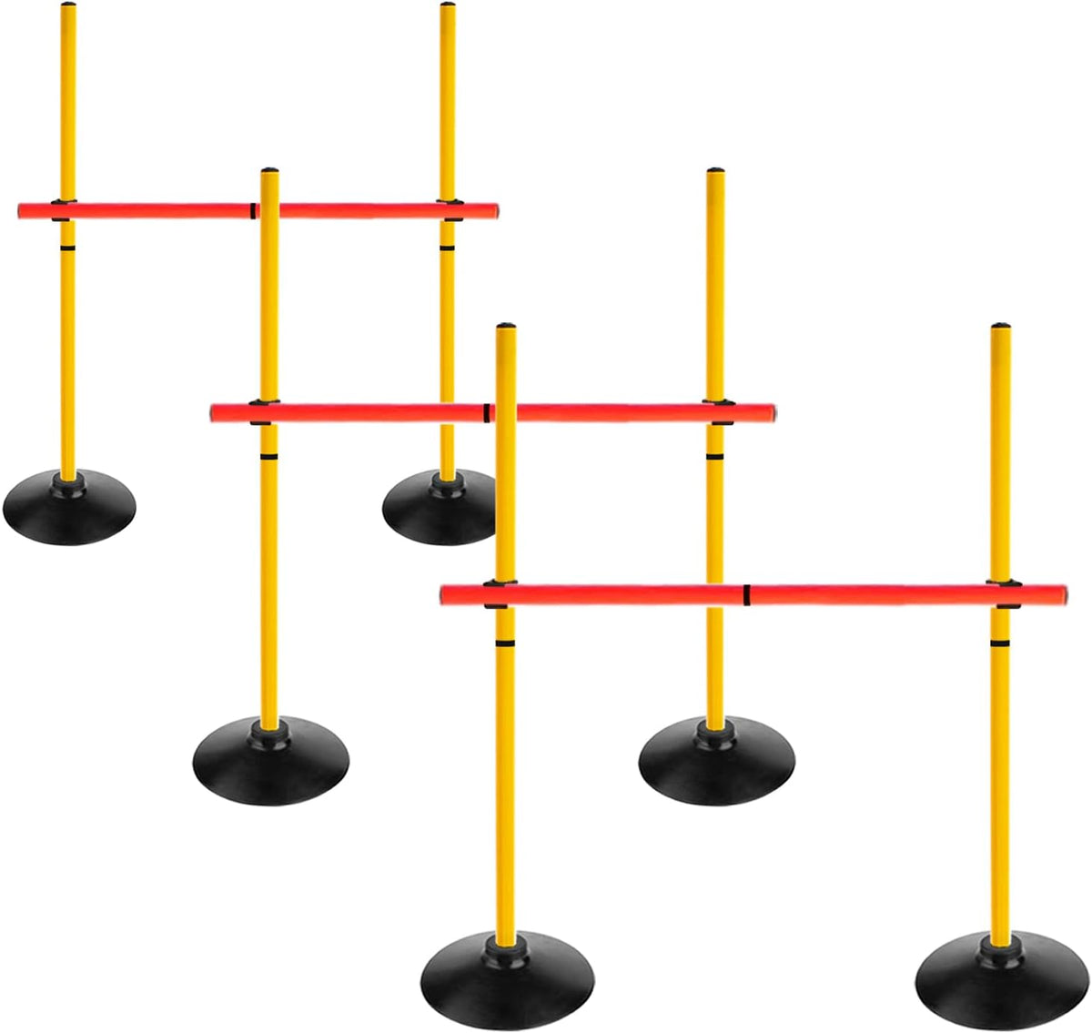 Adjustable Height Agility Speed Hurdles with Rubber Base, Training Equipment Set for Soccer, Track and Field, Detachable Agility Poles