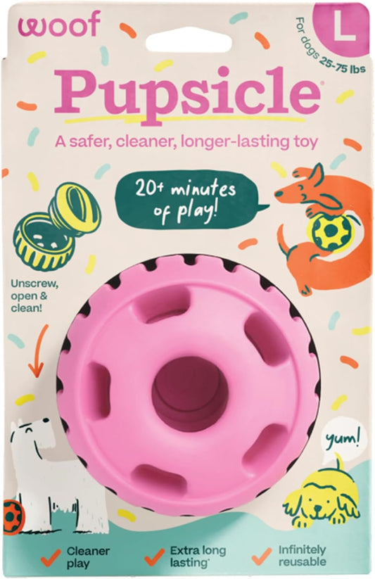 WOOF Pupsicle Interactive Dog Ball Toy for Dogs Large 25-75 Lbs - Pink
