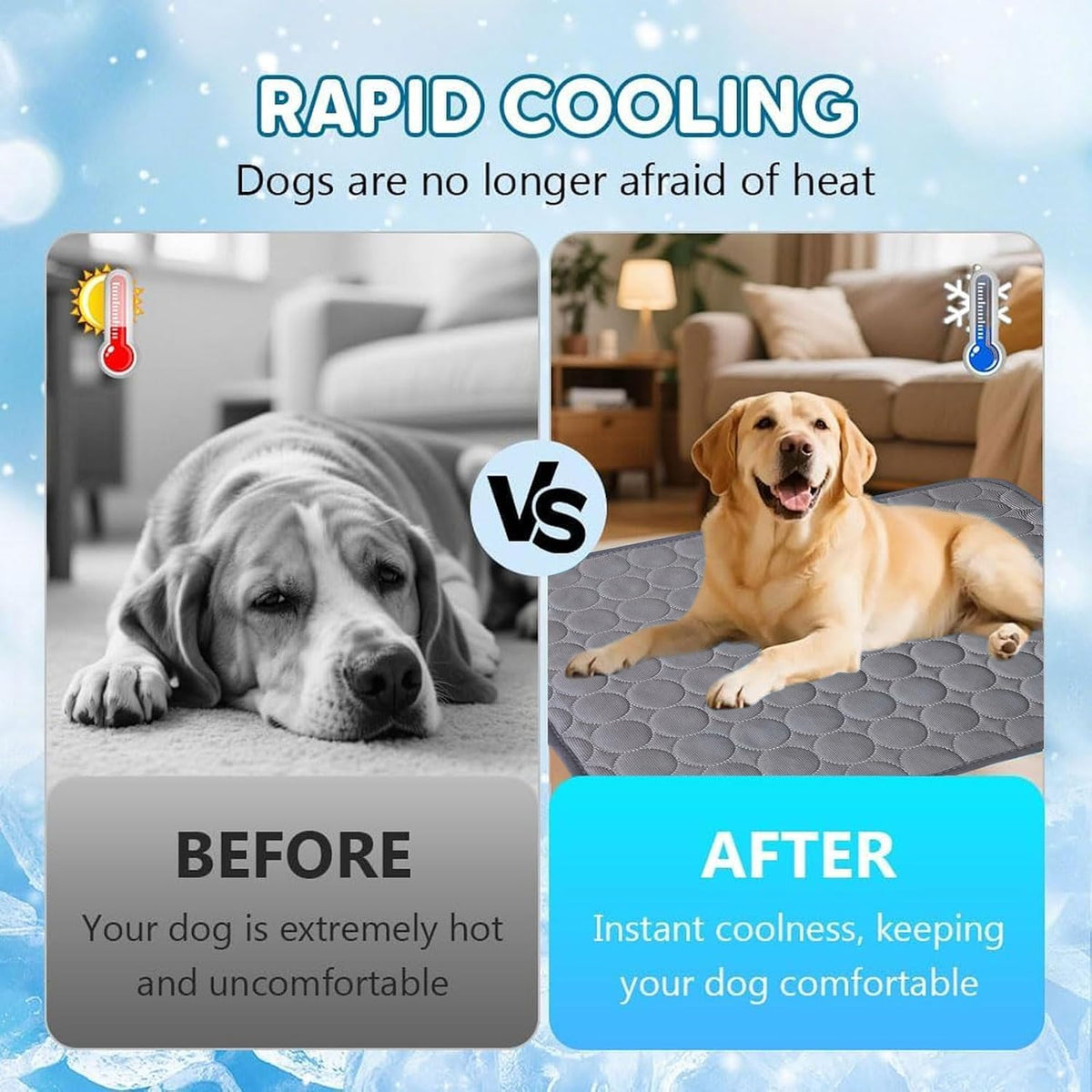 Cooling Dog Mat Extra Large, 28" X 20" Thick & Durable Washable Cooling Mat for Extra Large Dogs, Portable Extended Cooling with Waterproof Color-Changing Arc-Chill Fiber