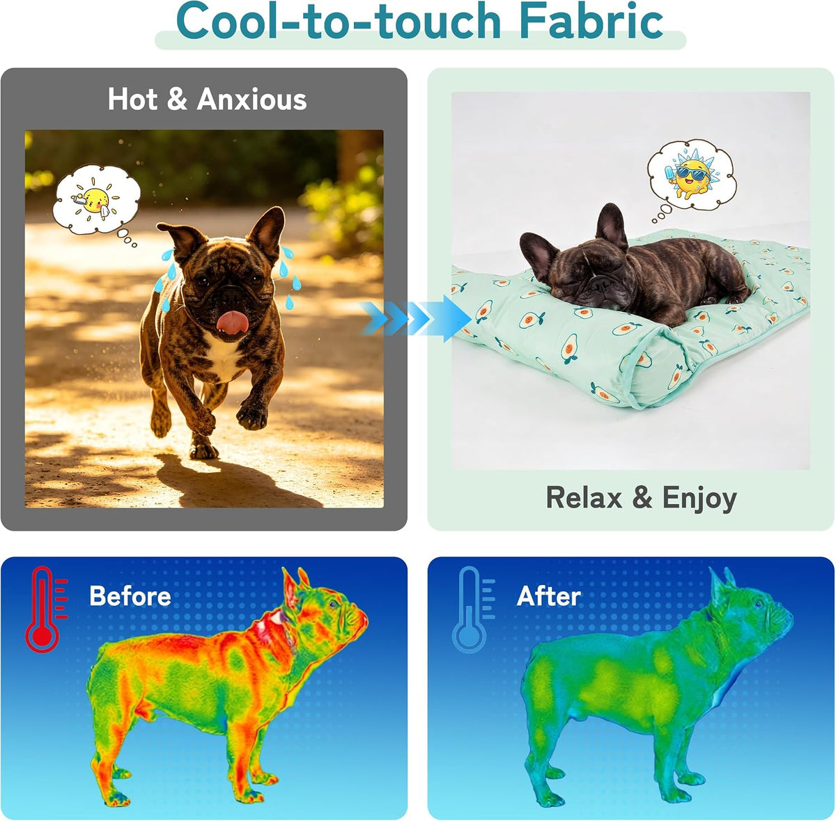 PUMYPOREITY Cooling Dog Bed, Pet Cooling Mat with Pillow, Ice Silk Cooling Dog Blanket, Self Cooling Pad for Cat,Dog, Washable Summer Pet Mat for Kennel, Crates, Sofa, Floor, Green, S