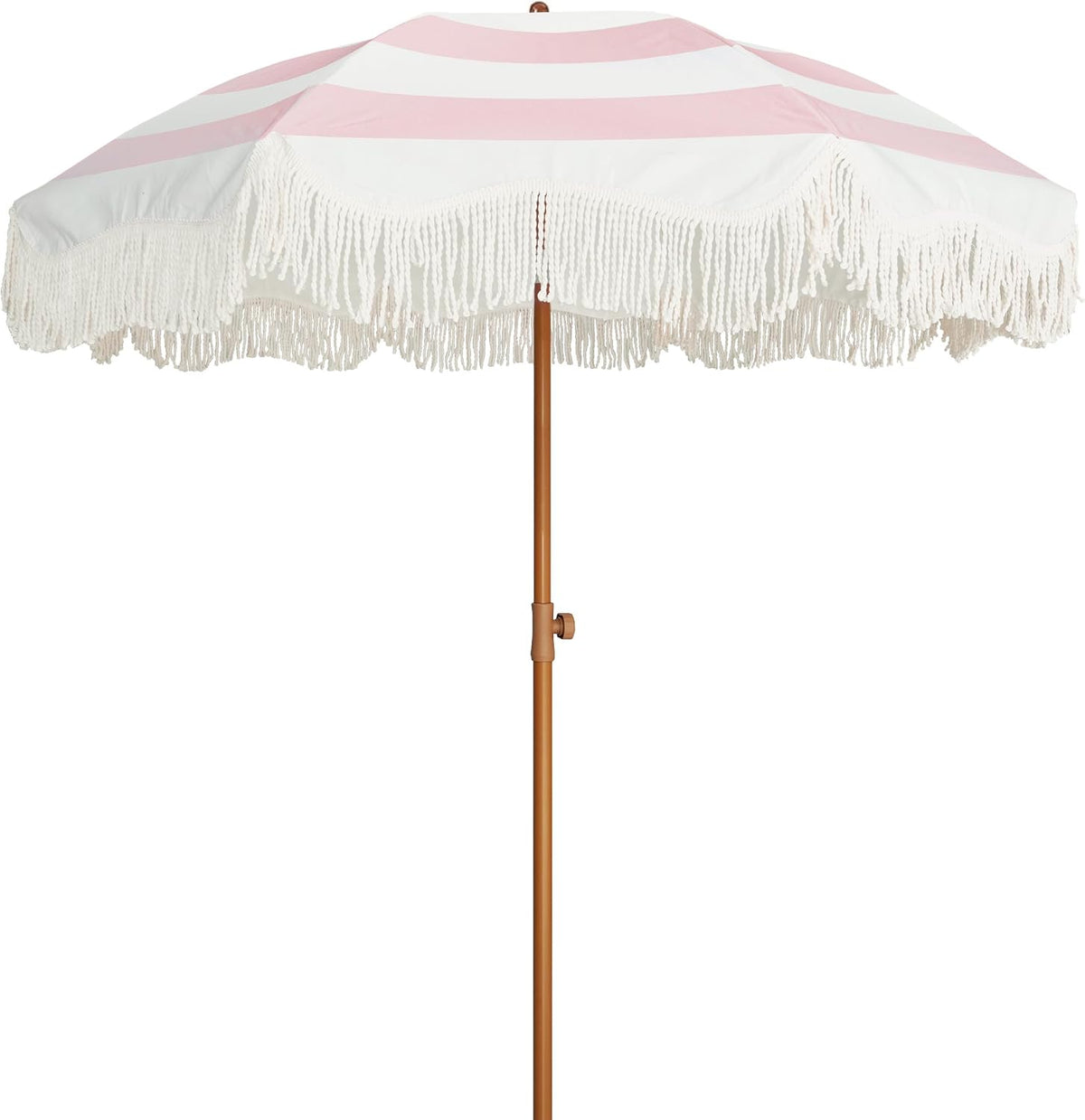 AMMSUN Boho Fringe Umbrella, 6.5Ft Outdoor Umbrella with Tassel