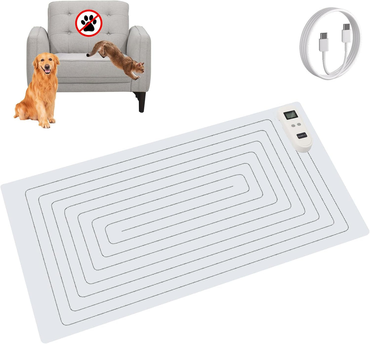 SEERWAY Rechargeable Scat Pet Shock Mat: 3 Training Modes with 3 Intensity