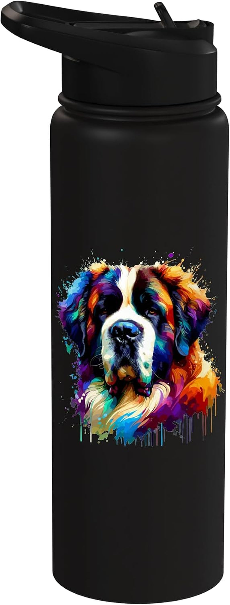 Colorful Splash Art St. Bernard Dog St. Bernards Stainless Steel Insulated Water Bottle