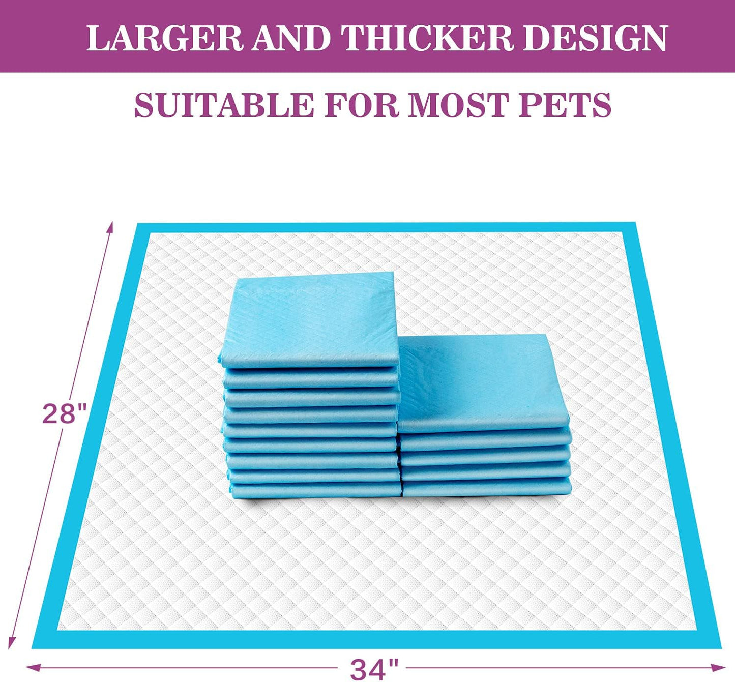 IMMCUTE Dog Pee Pads Extra Large 28"X34", X-Large Training Puppy Pee Pads Super Absorbent & Leak-Proof, XL Disposable Pet Piddle Pad and Potty Pads for Dogs, Puppies, Doggie (Xlarge:28"*34"-40 Ct)