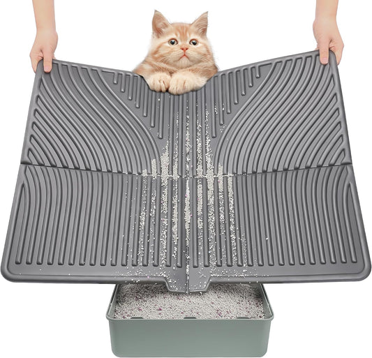UPSKY Large Cat Litter Mat 31" X 24" Waterproof and Washable, Soft on Paws