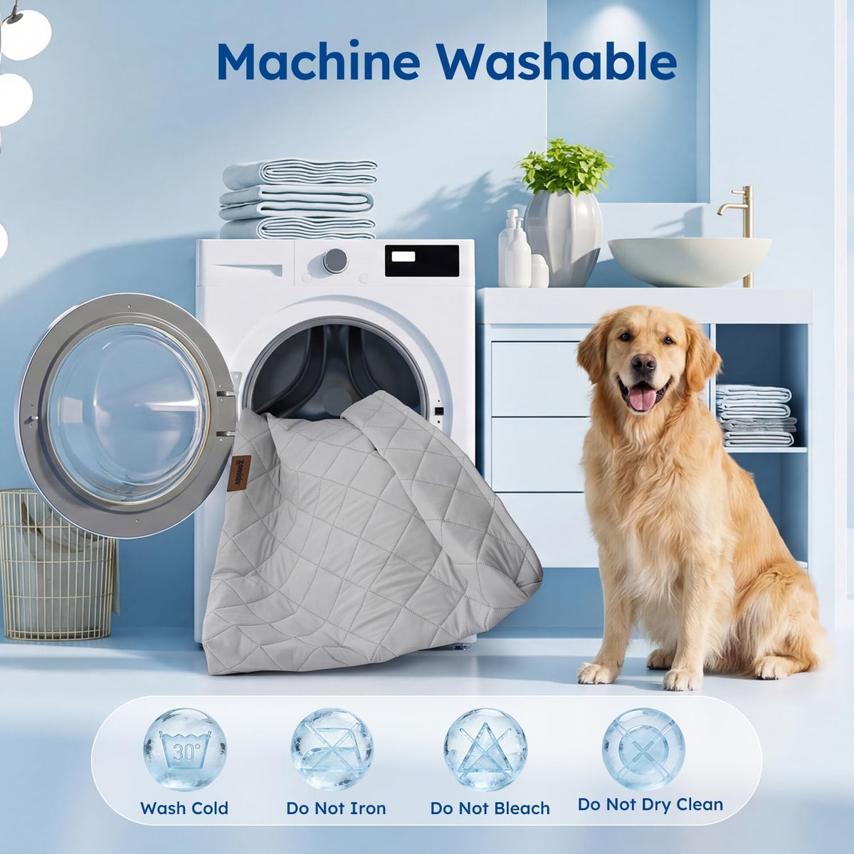 ZOMISIA Cooling Dog Bed for Crate, Q-Max>0.5 Cooling Mat with Removable Washable Cover, Orthopedic Egg Crate Foam Summer Pad for Extra Large Dogs, 41X27 Inch, Grey