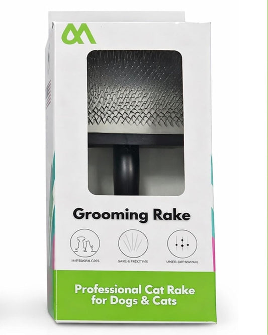 Manzz Professional Grooming Rake for Dogs & Cats – Deshedding Tool for Undercoat Removal, Reduces Shedding & Tangles (Poodles, Goldendoodles, Doodles)