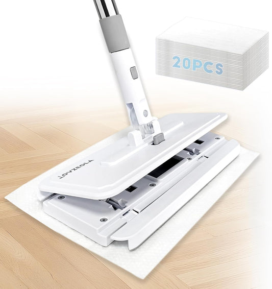 Hands Free Flat Mop, One Click Snap Grip, Cloth Changing Mop