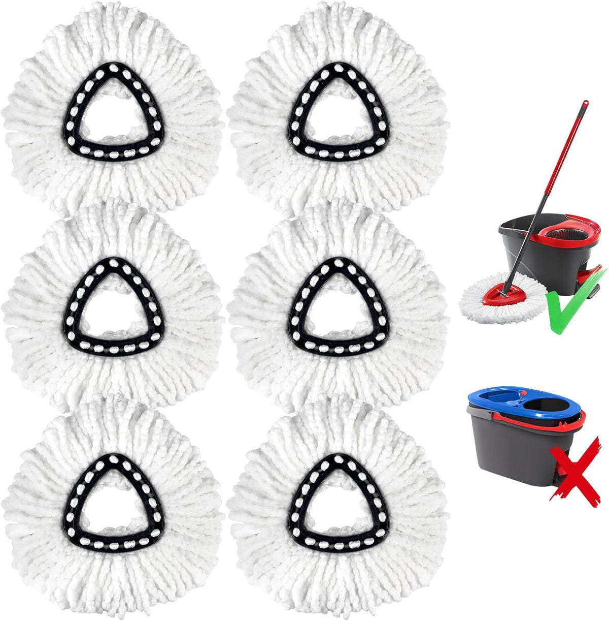 6-Pack Mop Replacement Heads for Ocedar Mop Replace Head Easywrin Spin Mop Heads Replacements, Easy Cleaning Mop Head Replacement