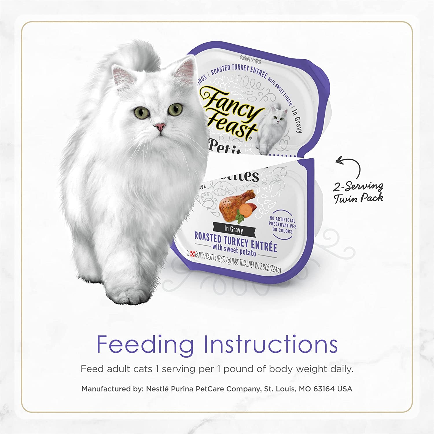 Purina Fancy Feast Petites with Roasted Turkey Entrée with Sweet Potato in Gravy Gourmet Wet Cat Food - (Pack of 12) 2.8 Oz. Tubs