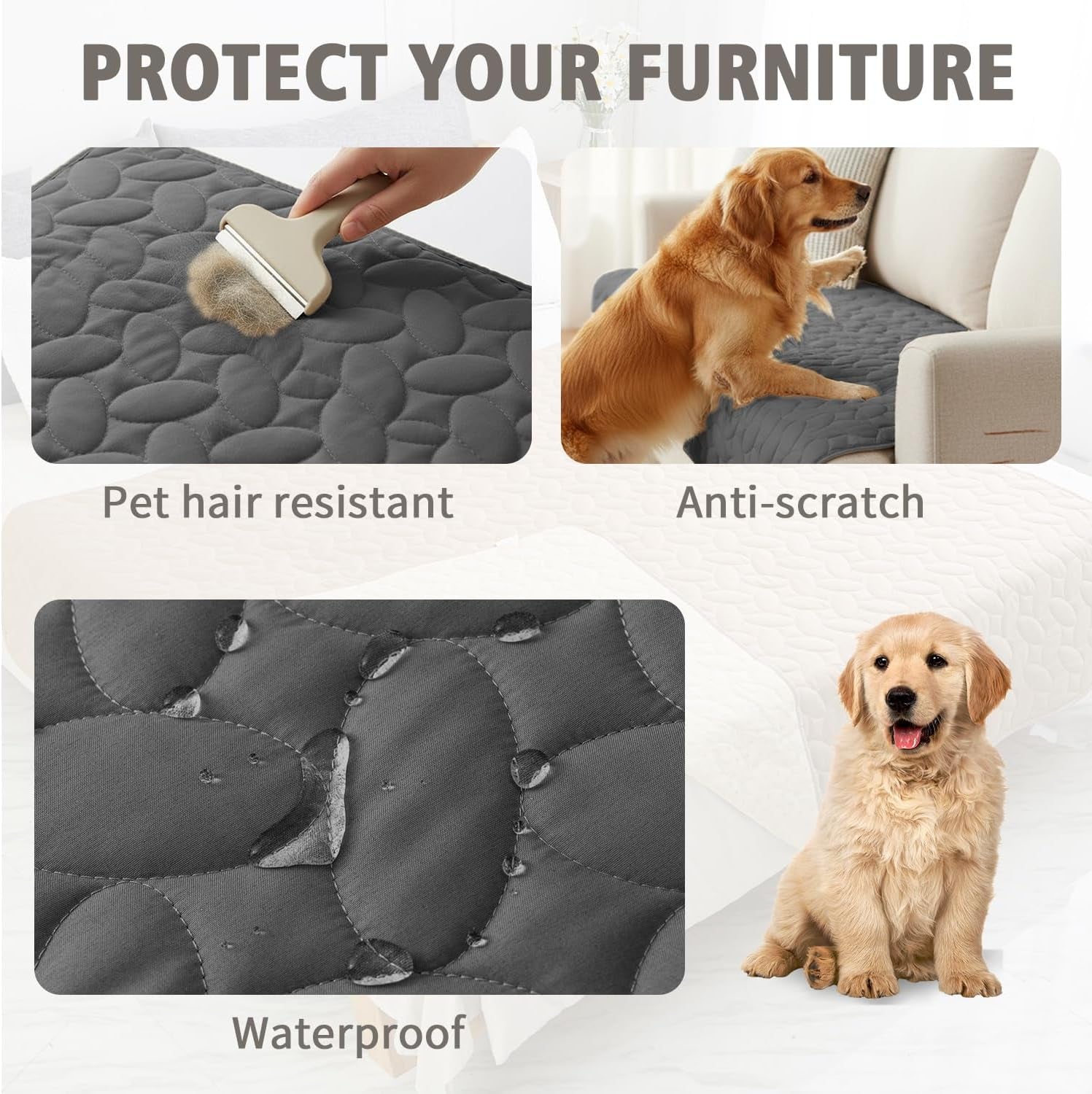 Ameritex Pet Bed Cover Dog Bed Blanket for Sofa and Furniture Waterproof New Pattern Design (30X70 Inch, Dark Grey)