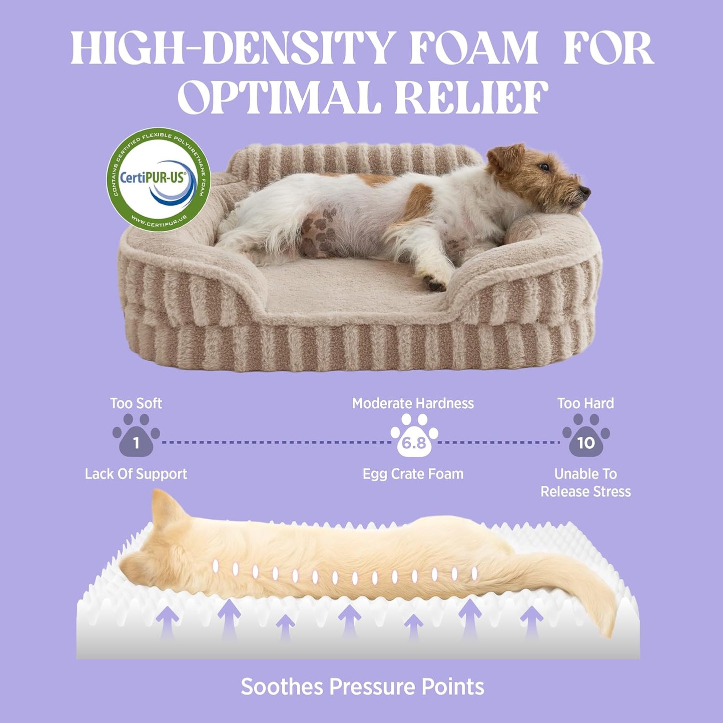 Cute Dog Bed Medium Size Dog, Orthopedic Waterproof Medium Pet Beds with Sides, High Back Non-Slip Bottom and Egg-Crate Foam Pet Couch Sofa with Washable Removable Cover, Hazel