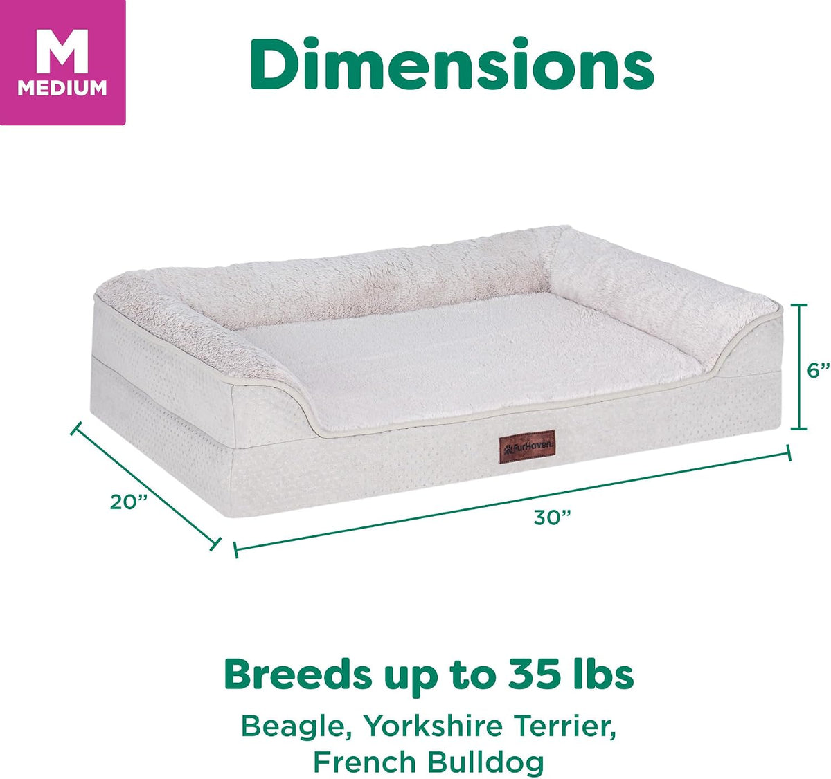 Furhaven Medium (30"X20") Cooling Gel Dog Bed – Cool Gel Memory Foam Sofa Pet Bed, Embossed Velvet, Removable Washable Cover, Clay