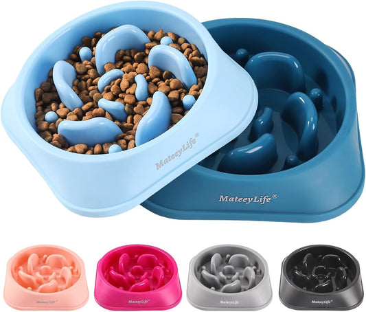 Mateeylife 2-Pack Slow Feeder Dog Bowls, 2 Cups, Dog Puzzle Feeder Bowl