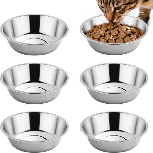 Tifanso 6PCS 5.6" Stainless Steel Whisker Friendly Cat Food & Water Bowls