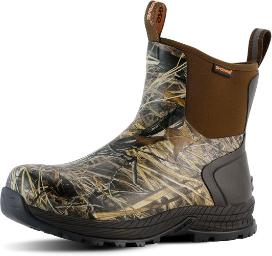 Showave Men'S Rain Boots Waterproof Excursion Rubber Boots Insulated Mud Booties for Trekking Gardening Farming Camping Fishing and Chore Work