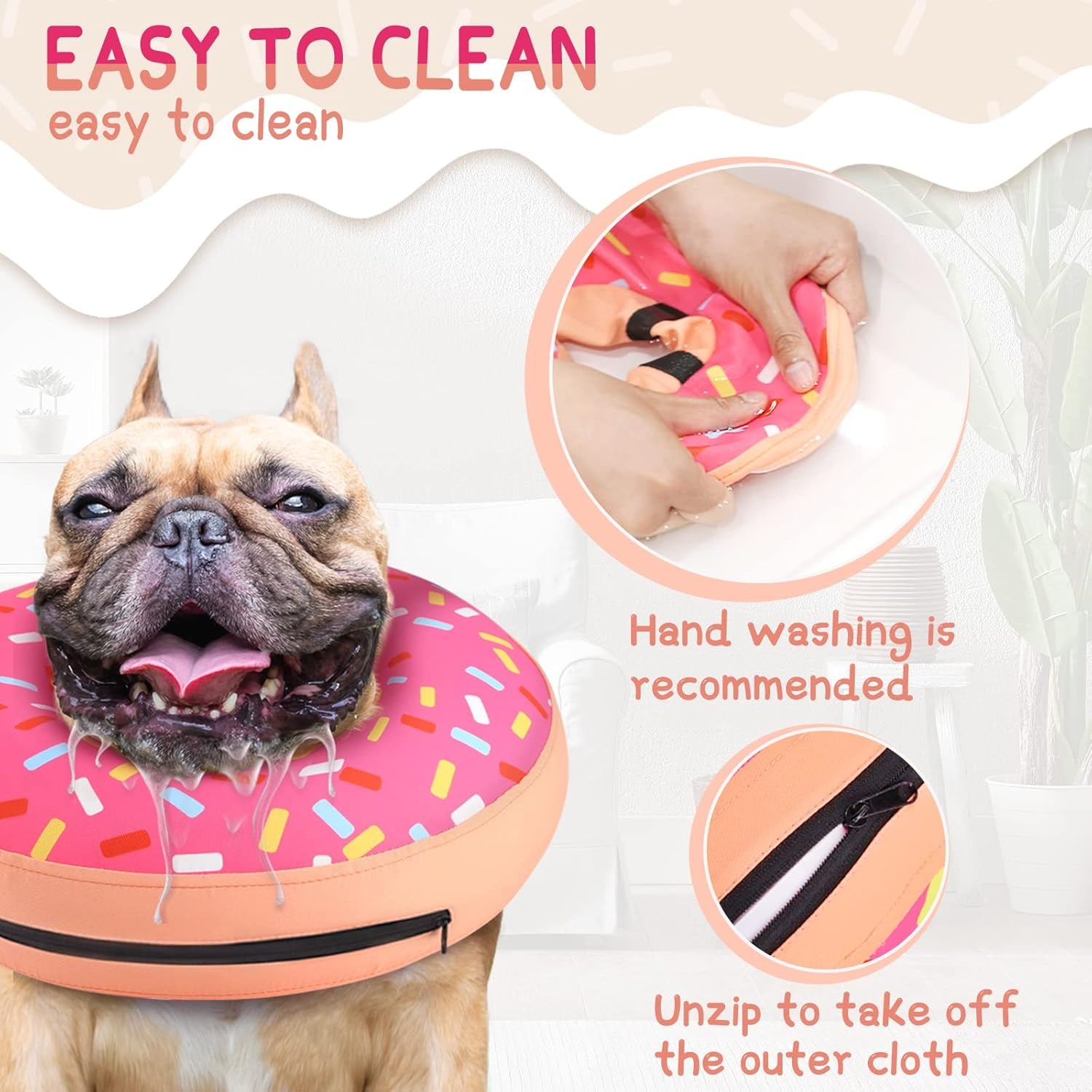 Supet Inflatable Dog Cone Collar Alternative after Surgery, Doggie Neck Donut Collar Recovery Ecollar for Post Surgery, Soft Dog Cone for Small Medium Puppies Cats