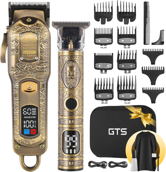 Gtsproprofessional Hair Clippers for Men – Cordless Barber Clippers with LCD Display, Precision Trimmer & Travel Case – Gifts for Men Husband Father