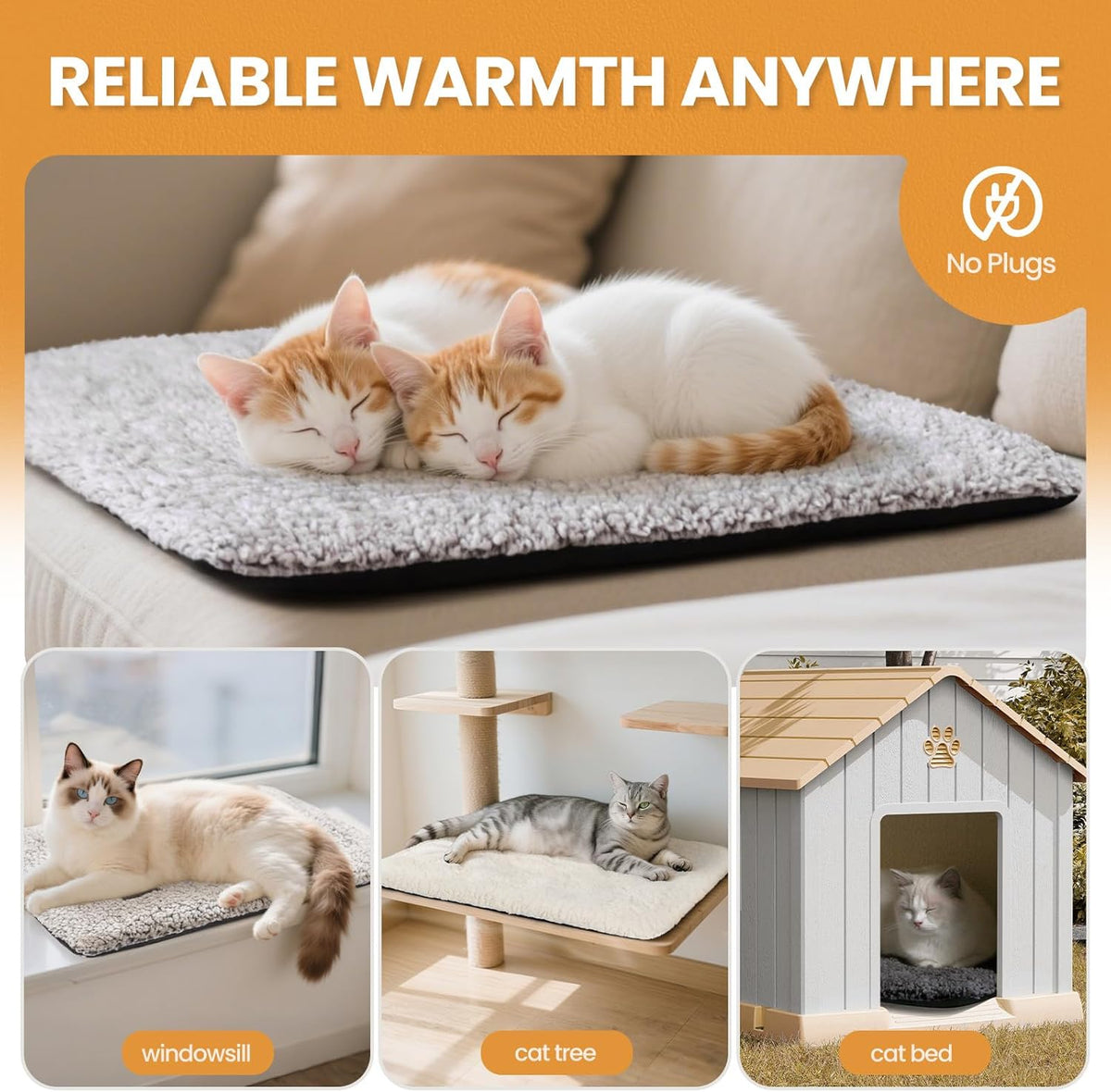 Mora Pets Self Warming Cat Bed Self Heating Cat Dog Mat Pet Pad Extra Warm