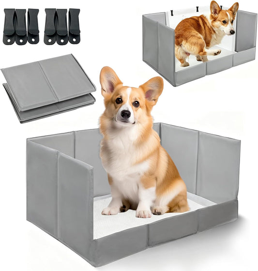 Dog Litter Box with High Walls, 22" Pee Pad Holder Foldable, Indoor Dog Potty Tray for Puppy Dogs, No Assembly, No Spill, Waterproof, Easy to Clean, Portable for Travel