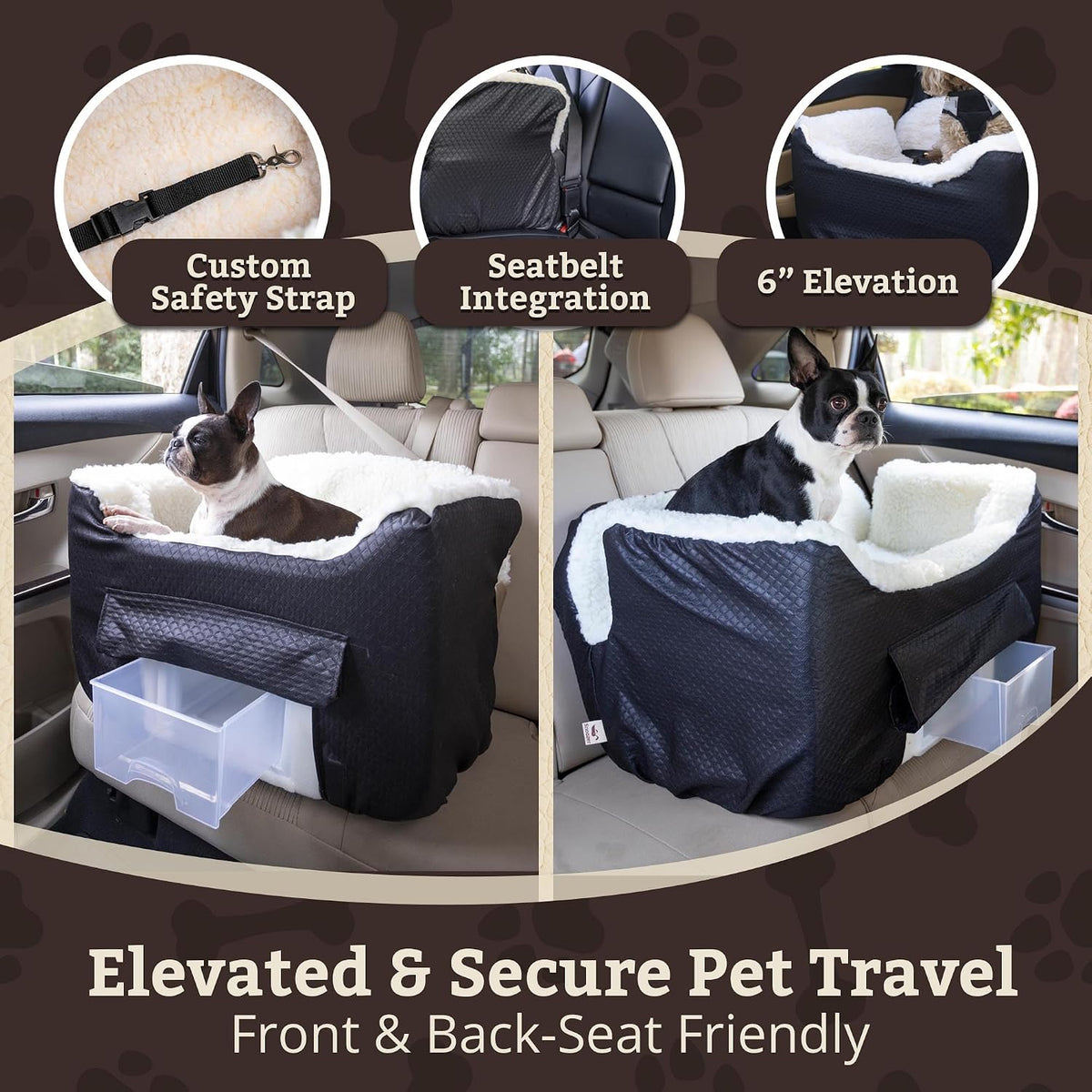 Snoozer Dog Car Seat for Dogs up to 18Lbs, Lookout II, Black Diamond (S)