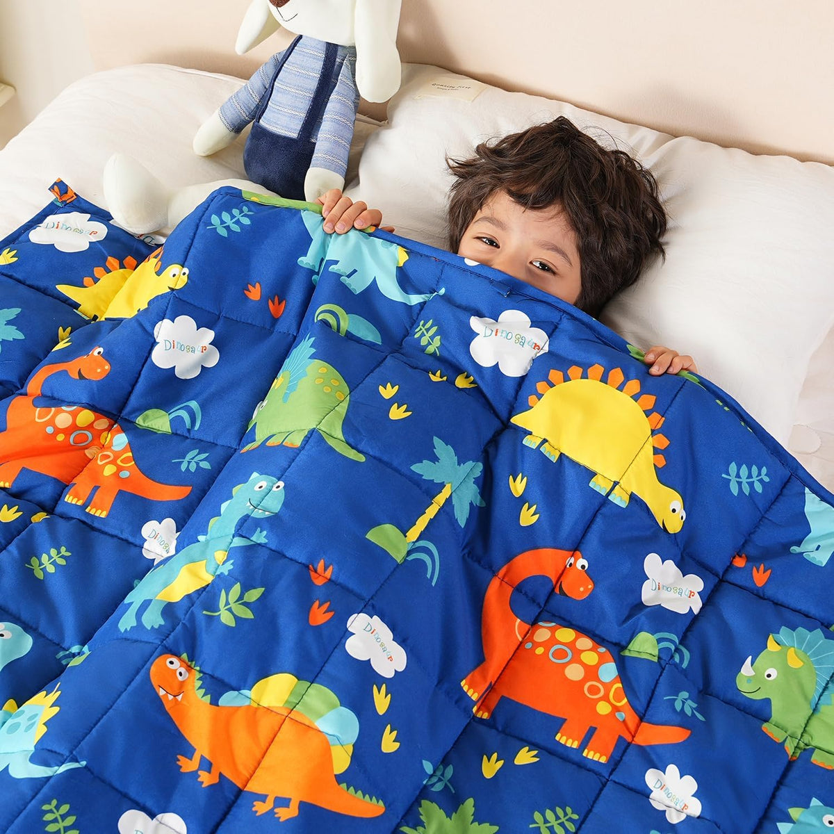 Sivio Weighted Blanket for Sleep, 5Lbs, 36 X 48 Inches, Blue Dinosaur