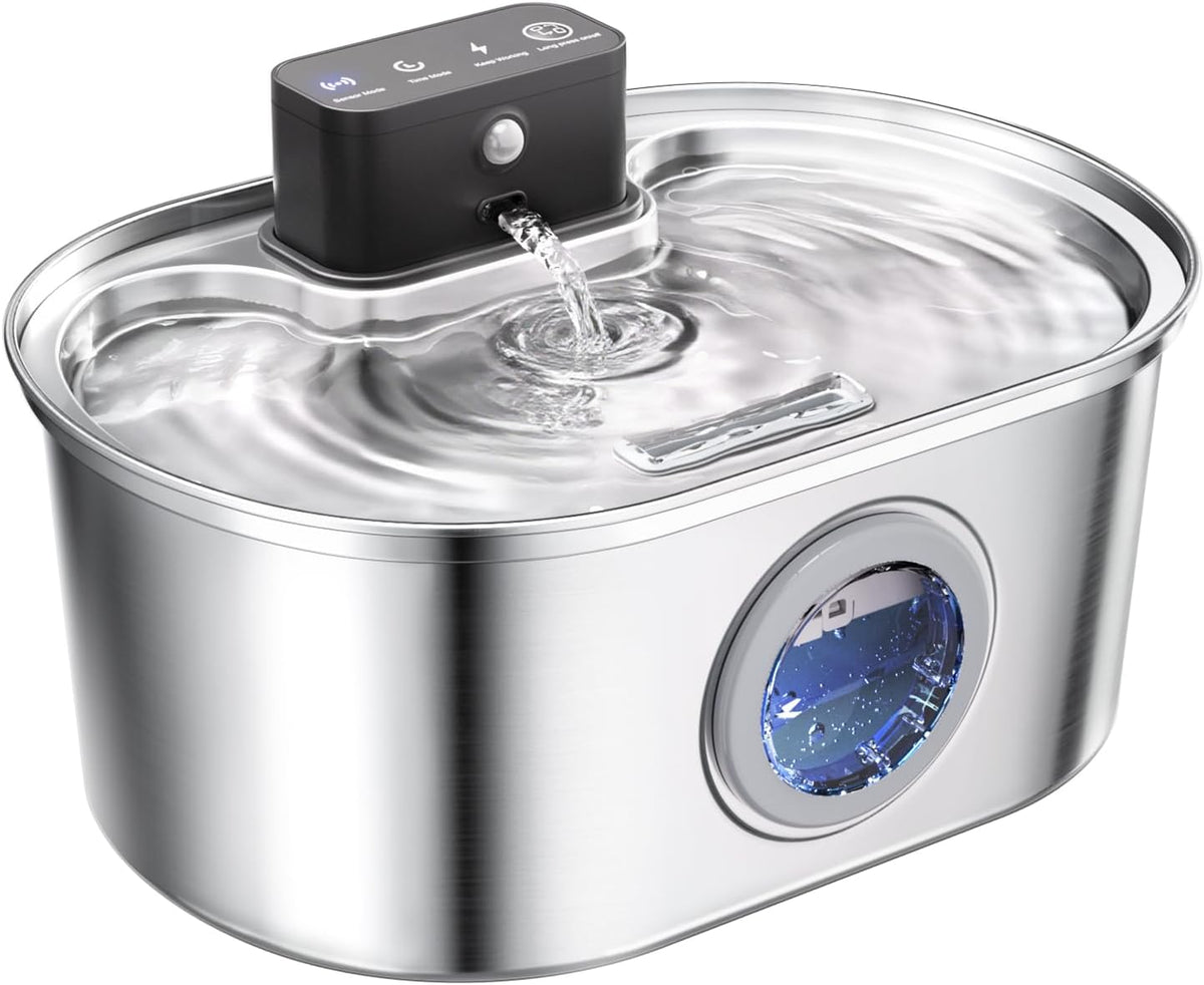 Cordless 3.2L/108Oz Stainless Steel Cat Water Fountain Pet Fountain