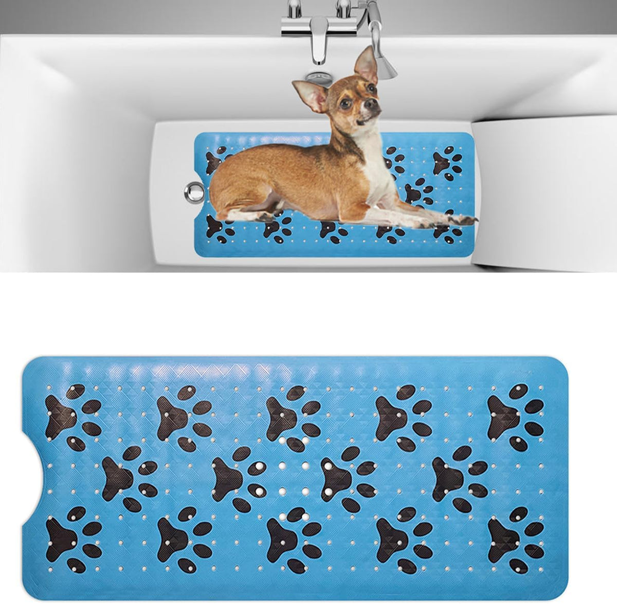 Dog Bath Mat for Tub -Non-Slip Bath Pad for Pet Dogs-Shower Non-Slip Mat Quick Drain Dog Shower Accessory Pad Supplies 39.4X15.7 Inches (Blue)