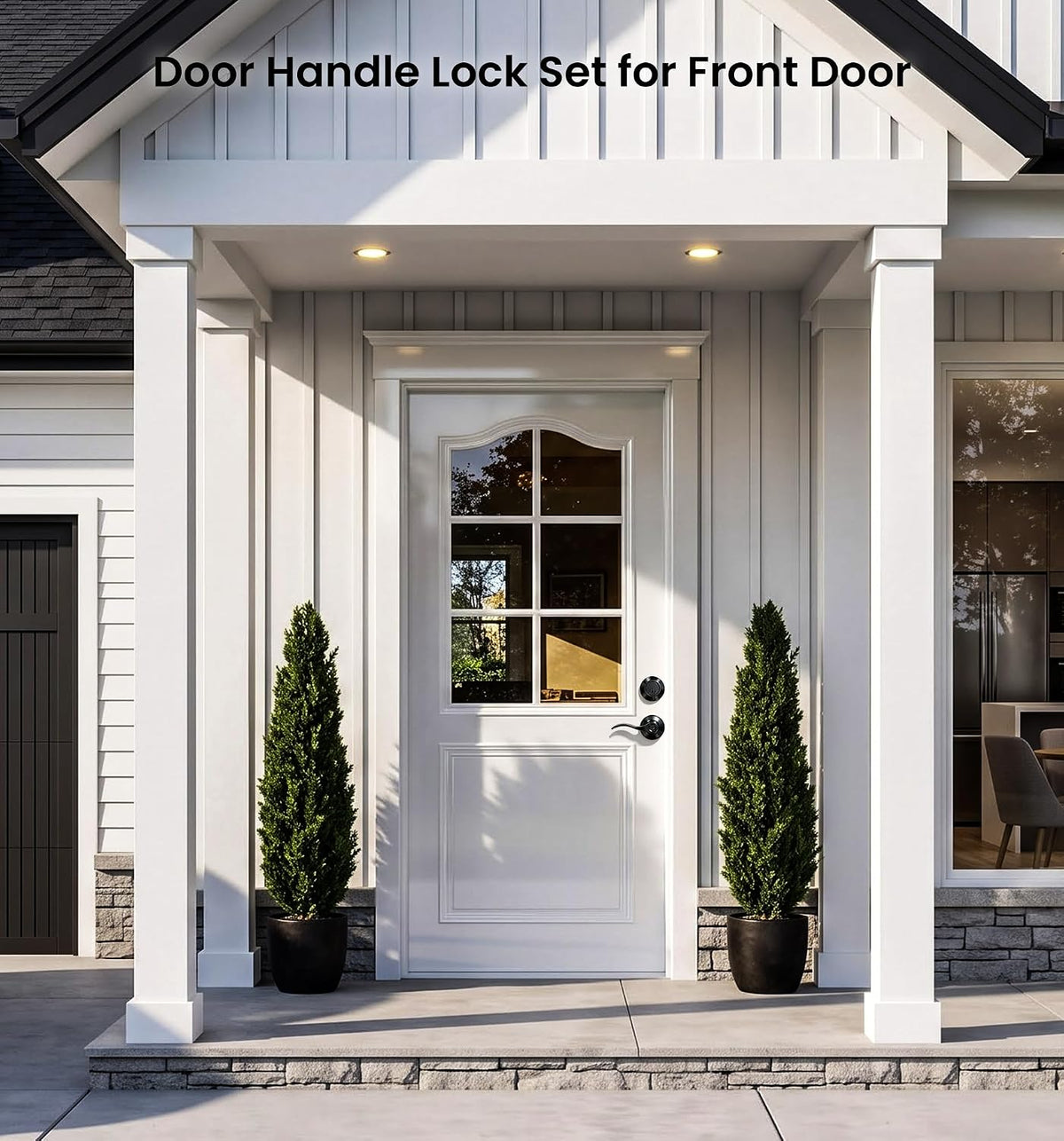 Veise Keyed Alike Exterior Door Handle Lock Set with Deadbolt, Matte Black