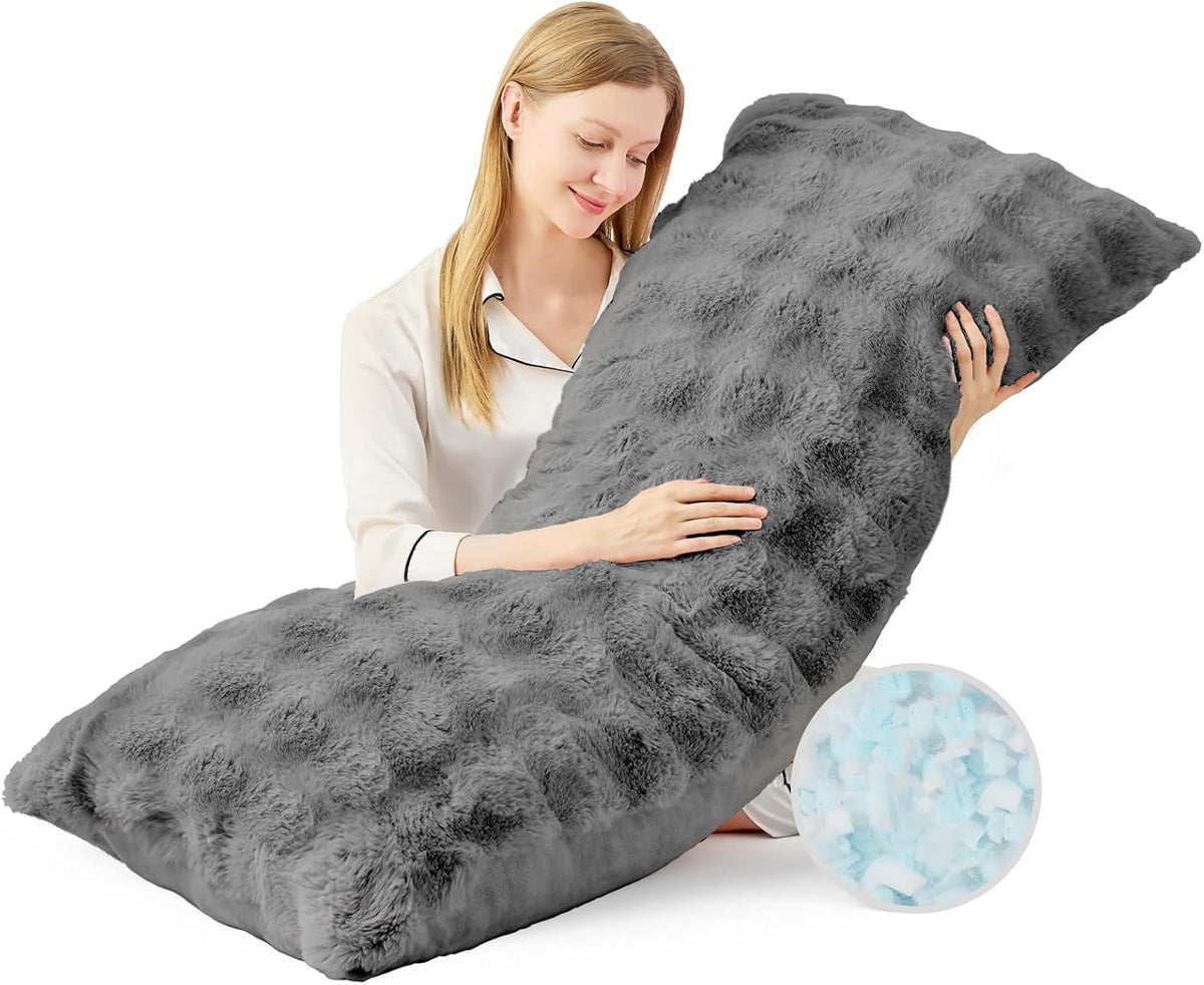 YZ HOME Faux Fur Fluffy Body Pillow for Adults, Soft Support