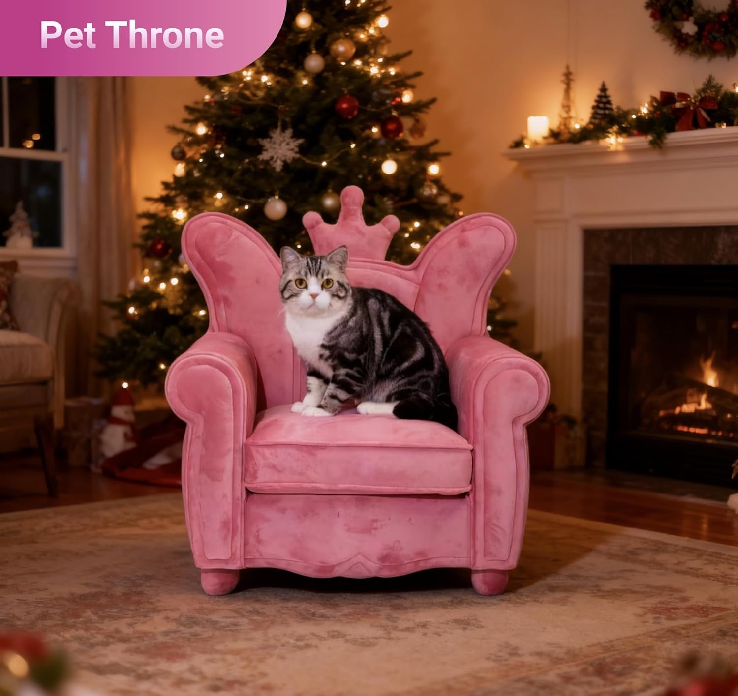 Luxury Pet Sofa – Holland Velvet Dogcat Throne Chair, Pink Princess Style, Cozy & Soft, Washable Cover, Scratch-Resistant & Durable, Perfect for Home Décor & Pet Lovers