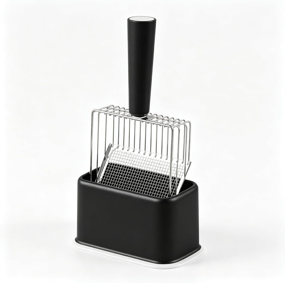 Metal Cat Litter Scoop with Storage Base Holder, Stainless Steel