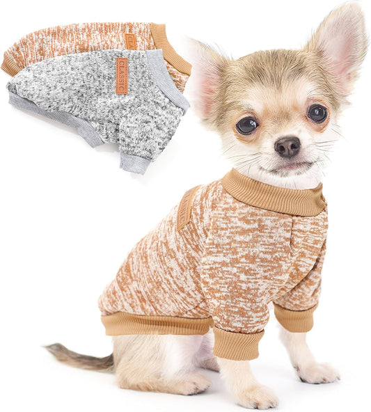 2 Pieces Dog Sweaters for Small Dogs Fall Winter Fleece Puppy Sweaters