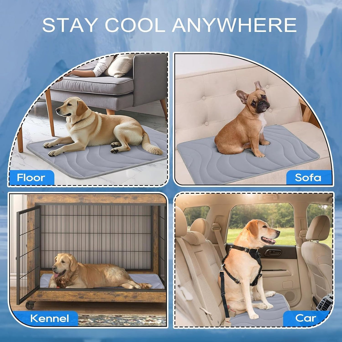 Cozyide Dog Cooling Mat, Q-Max>0.45, 36" L X 23" W, Dark Grey