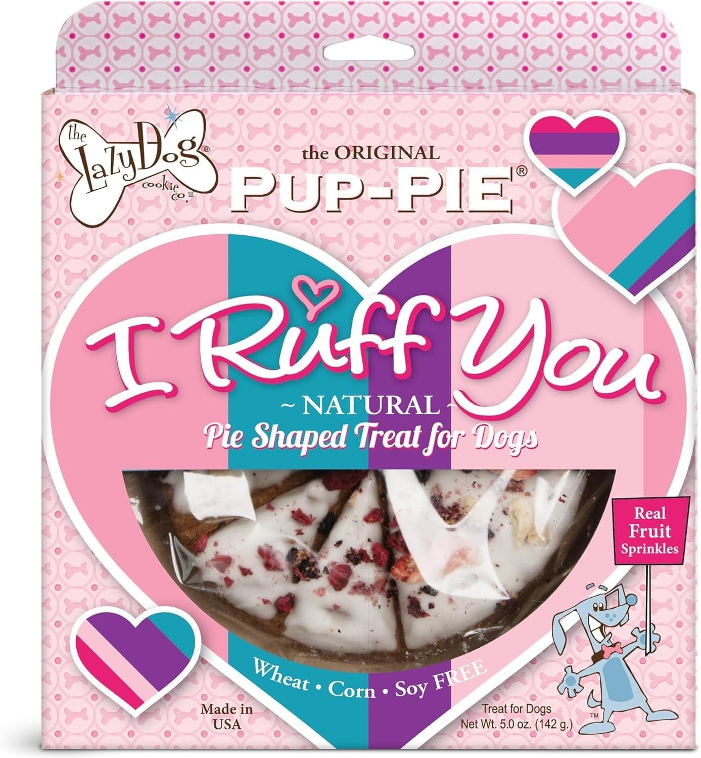 The Lazy Dog Cookie Co. I Ruff You Pup-Pie – All Natural Dog Treat for All Occasions – Healthy Dog Cookies Made in USA – 6" Celebration Pie – Best Natural Treats for Dogs, 5 Oz (Ruff You)
