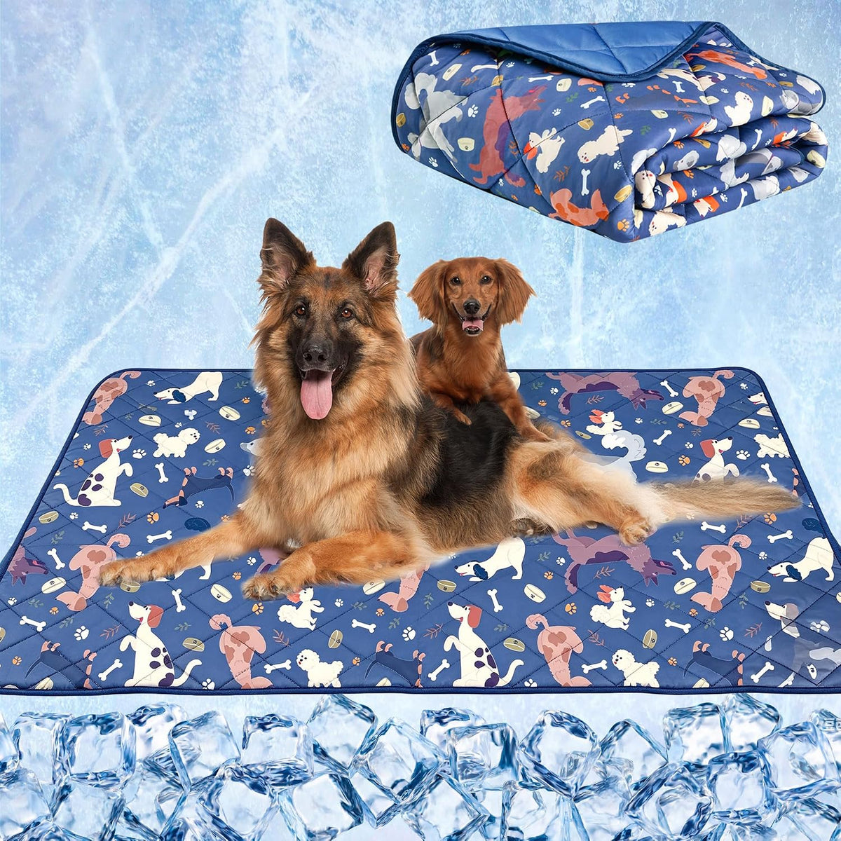 Wegreeco Pet Dog Cooling Mat, Outdoor Dog Cooling Pad, Lightweight Bed Cooling Blanket for Dogs and Cats,Small Medium Large Puppy Cool Pad for Dogs,Cute M