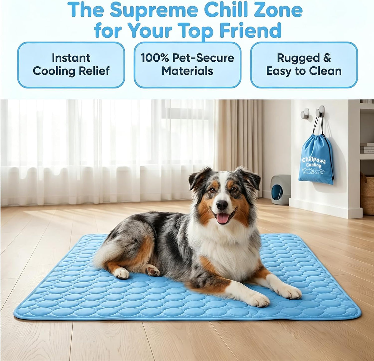 Mat – Breathable, Washable, Freeze-Free or Gel-Free, Portable Cat and Dog Mat for Cages, Cars, Sofas, Floors, Indoor/Outdoor, All Year Round. (XL 39.37" X29.55'')