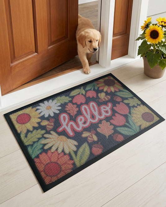 Sunflower Door Mat, 24 X 36 In, Low-Profile Non-Slip Entry Rug