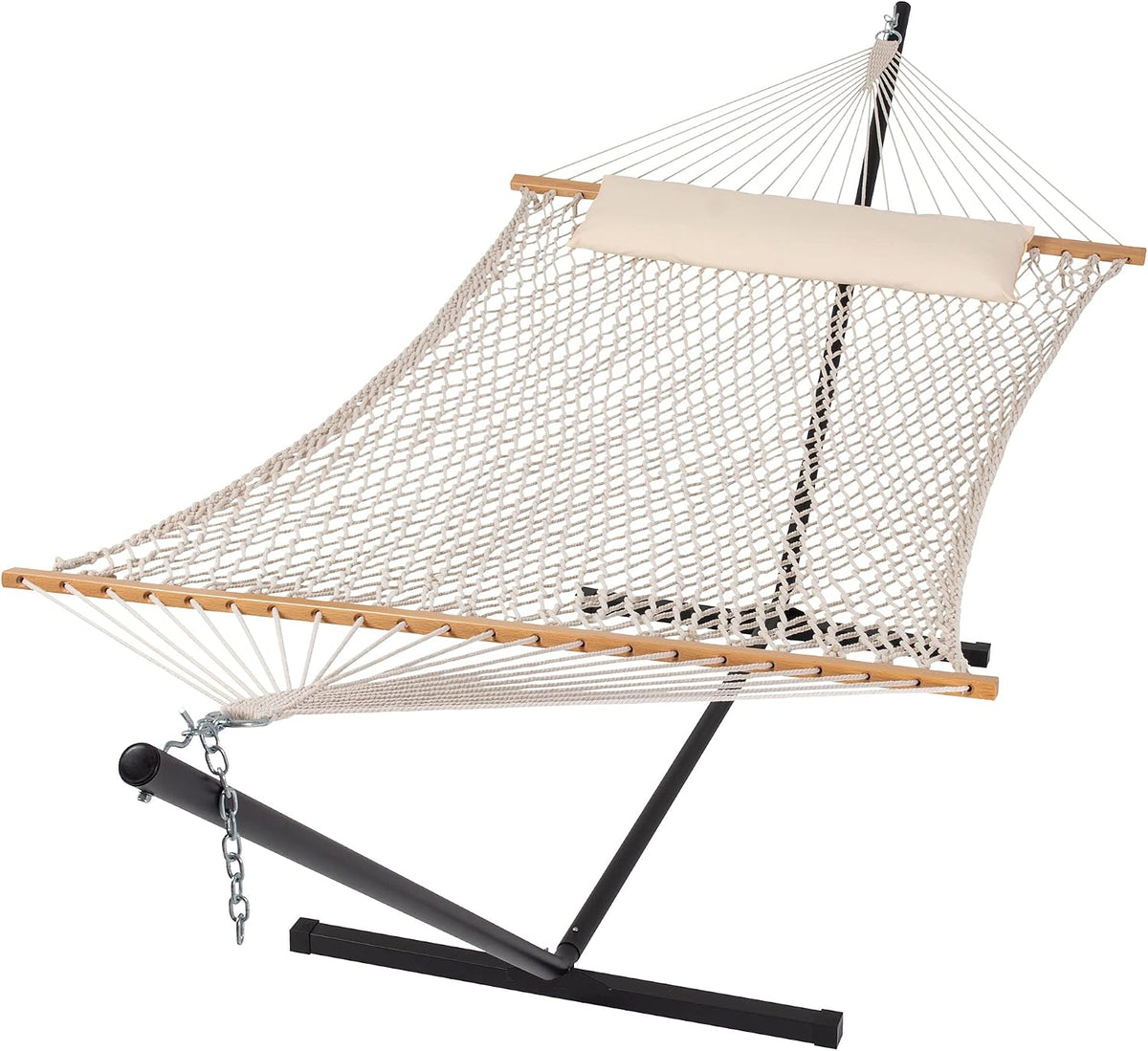 SUNCREAT Double Outdoor Hammock with Stand Included, Beige