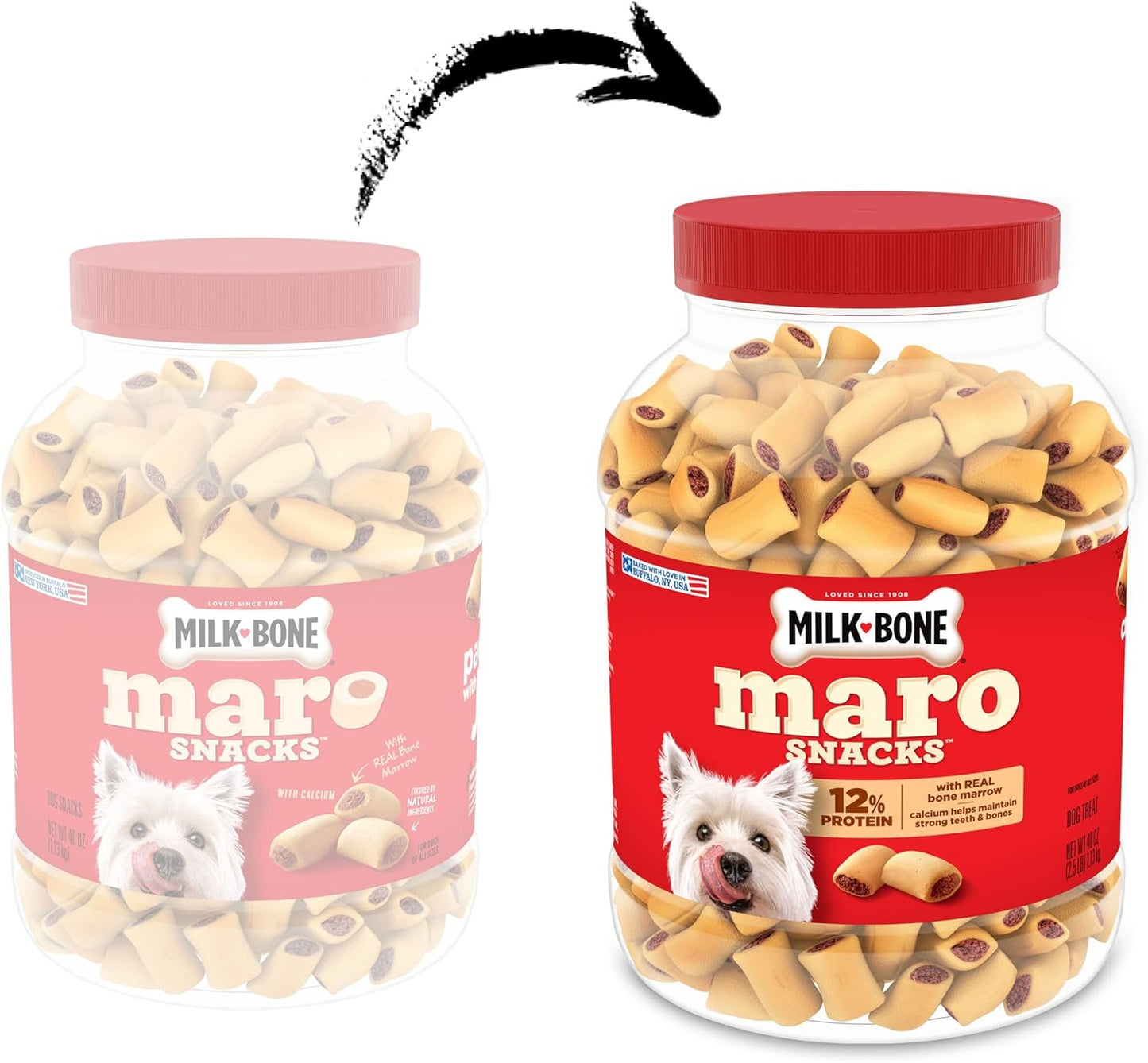 Milk-Bone Marosnacks Small Dog Treats with Real Bone Marrow, 40 Oz. Canister