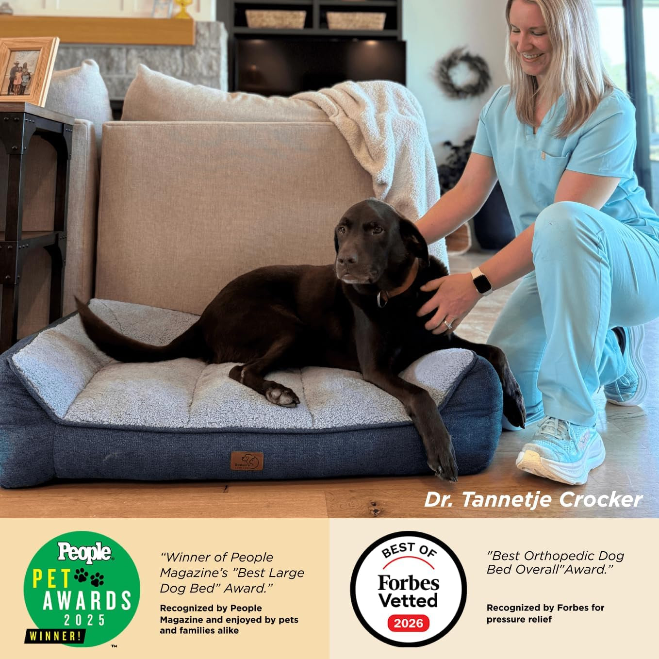 Bedsure Supportmax™ XL Orthopedic Dog Beds Large Sized Dog - Extra Thick Supportive Dogs Couch with Waterproof Washable Cover, Extra Large Comfort Pet Sofa with Soft Sherpa & Nonskid Bottom, Grey, 42"