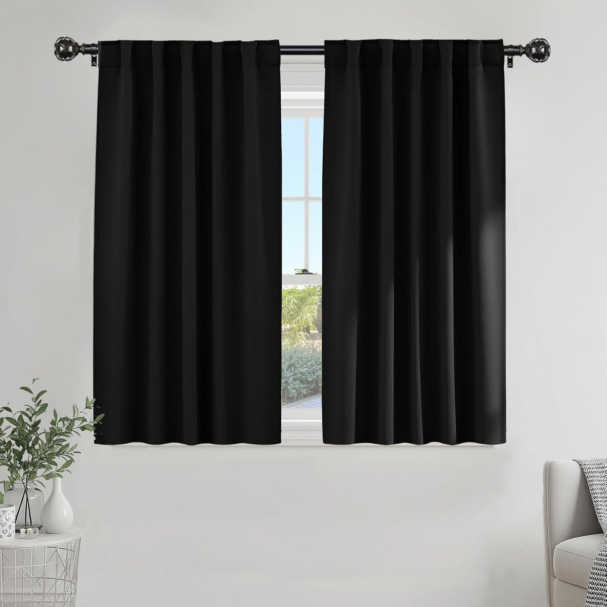 PONY DANCE Black Out Curtains 54 Inch Long, 2 Panels, 42 Wide, Back Tab