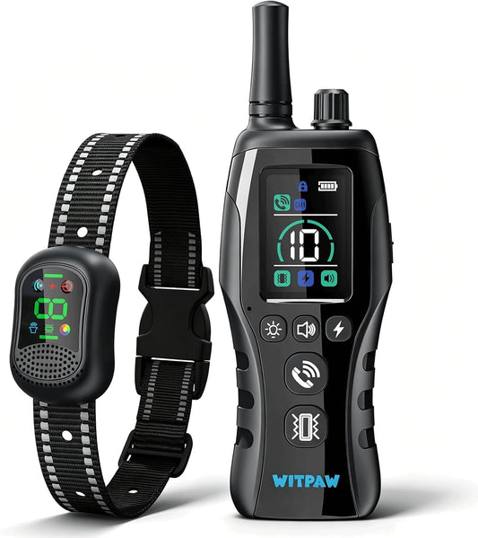 Dog Training Collar with Voice Command, 4900FT Long Range, 5 Modes - Voice/Beep/Vibration/Safe Shock/Flashlight, Rechargeable Waterproof E-Collar for Small Medium Large Dogs 10-120Lbs (Black)