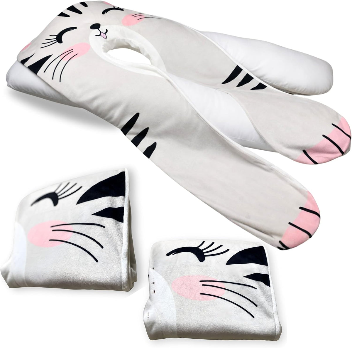 LUNAMIRA Pillowcase Only – Original Replacement Body Pillow Cover, Cat Design, Ultra-Soft Micro Plush Fleece, Double-Sided, Breathable & Skin-Friendly, Washable, Zipper Closure