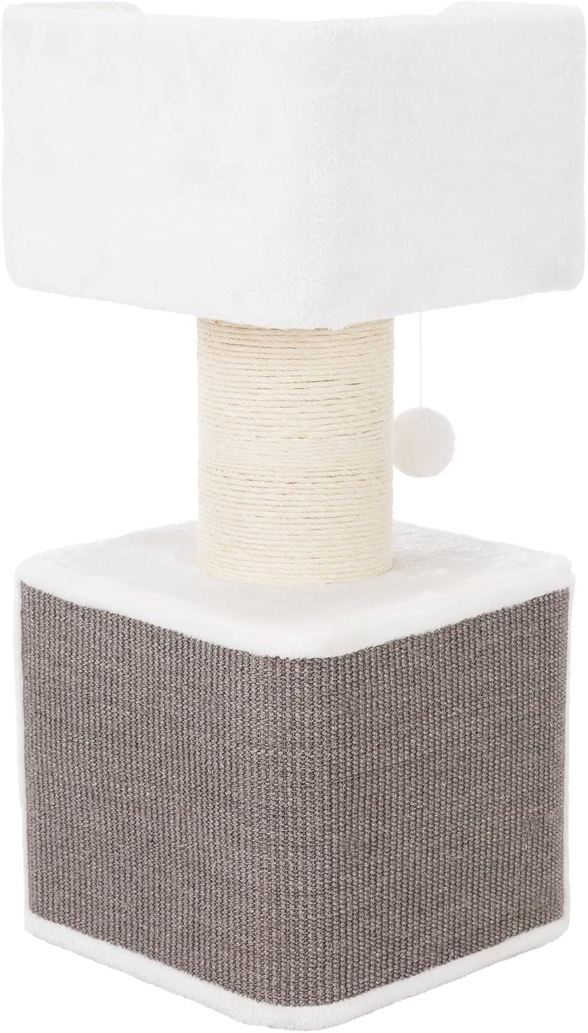 Trixie Ava Cat Tree – Cat Tower with Condo & Thick Scratching Post, Includes Removable Cushions – Indoor Cat Furniture for Scratching & Climbing – Gray, 16.5" X 16.5" X 33.9"