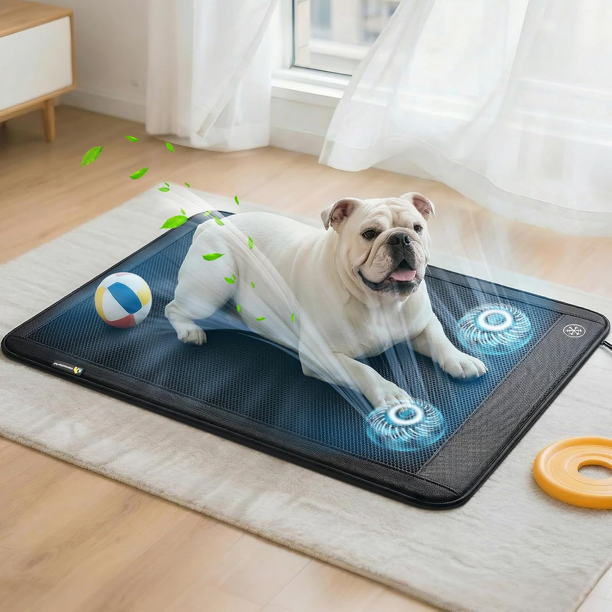 Electric Dog Cooling Mat, 30"X24" Pet Cooling Mat Indoor for Dogs and Cats, 3 Cooling Levels, Ultra-Quiet Operation, Non-Slip Chill Pad for Dogs & Cats from 22–55 Lbs, Ideal for Summer
