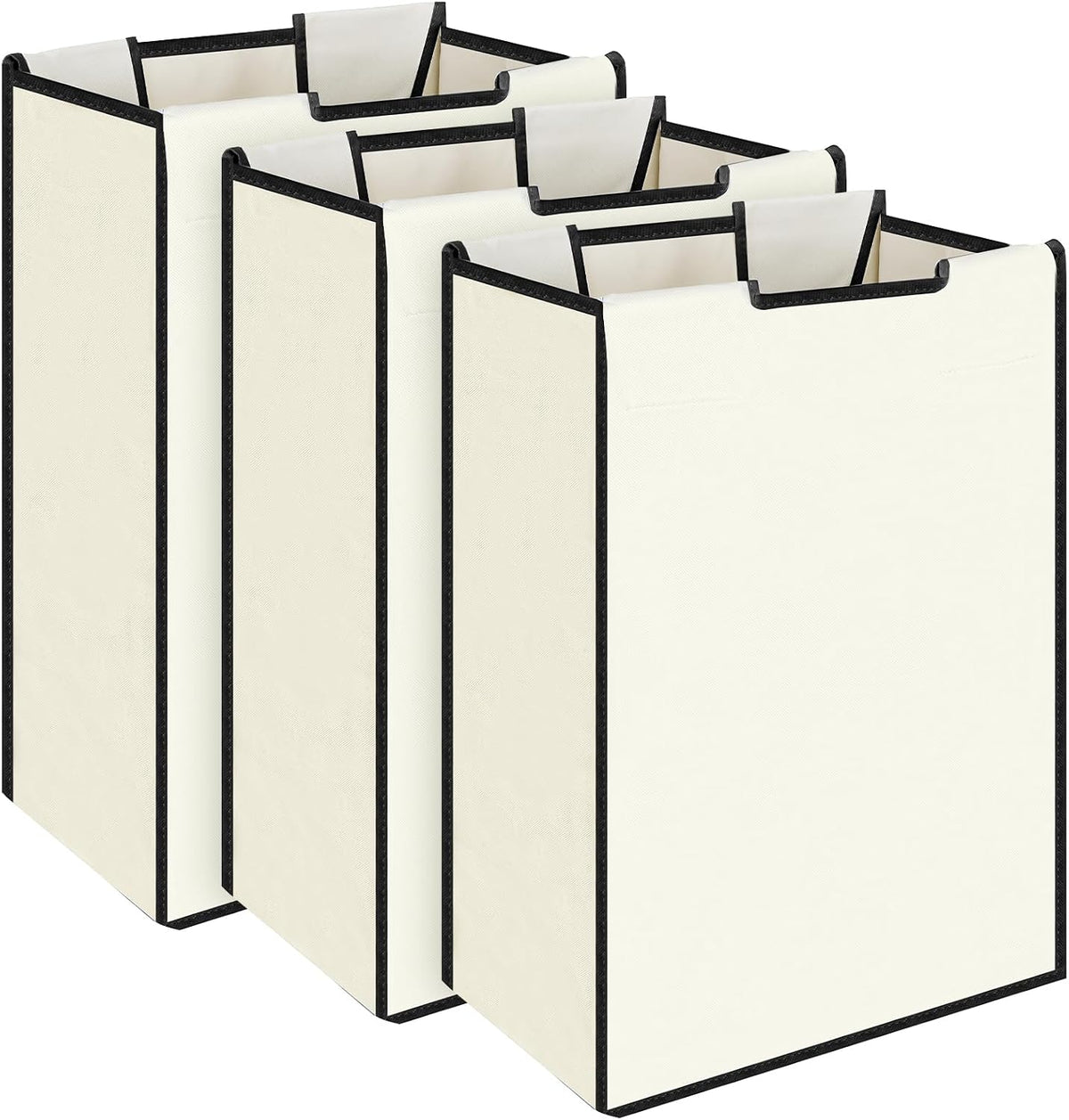 3 Pack Large Laundry Sorter Replacement Bags, Hamper Cart Removable Replacement, Laundry Storage Organizer-Replacement Bags, Beige, Square Shap