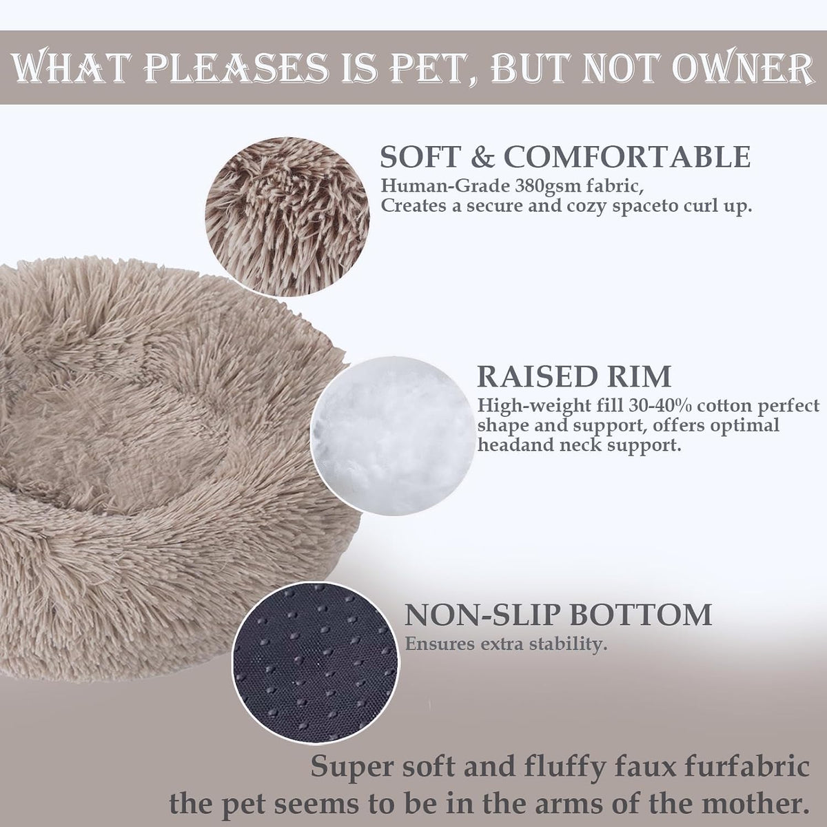 Washable Calming Dog & Cat Bed for Ultra Large Small Medium Size Pet
